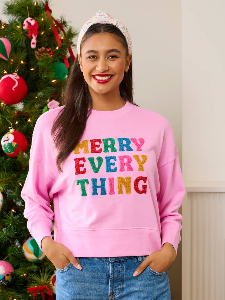 Shiraleah - Wholesale Sweatshirt - Women's - ASST/6 "MERRY EVERYTHING" RELAXED SWEATSHIRTS,CANDY PINK2