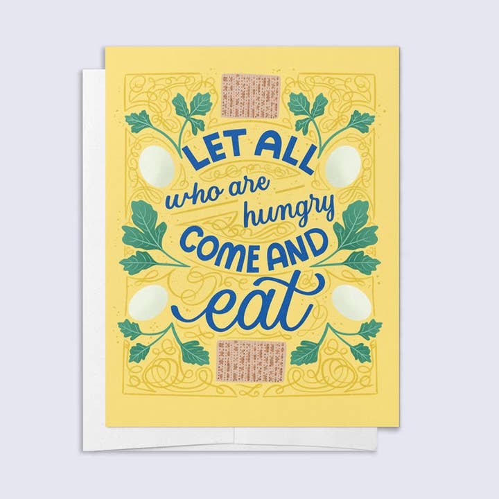 All Who Are Hungry Passover Card for wholesale by Palindrome Art