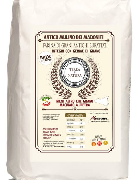 Oud Siciliaans graanmeel zak van 5 kg voor wholesale door Antico Mulino dei Madoniti - Mogavero srl-