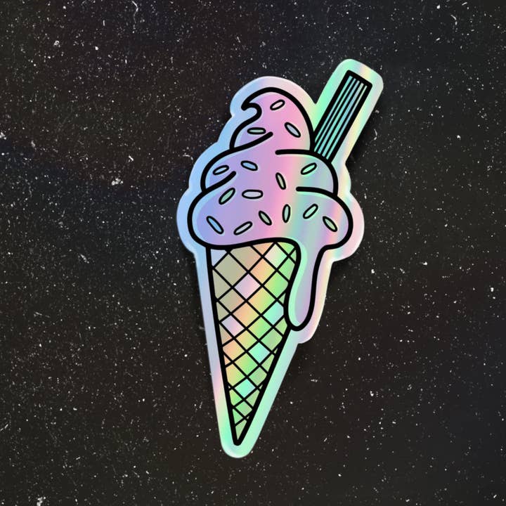 Ice Cream Cone Holographic Sticker for wholesale by Big Moods