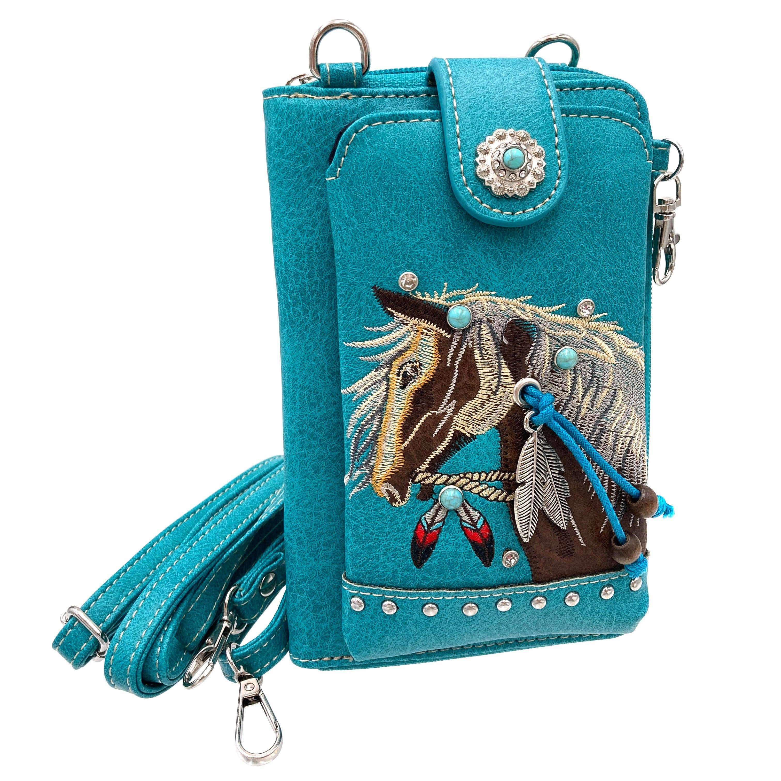 Lunar Deer - Wholesale Phone Wallet - Women's - Embroidered Horse Crossbody Western Phone Wallet1