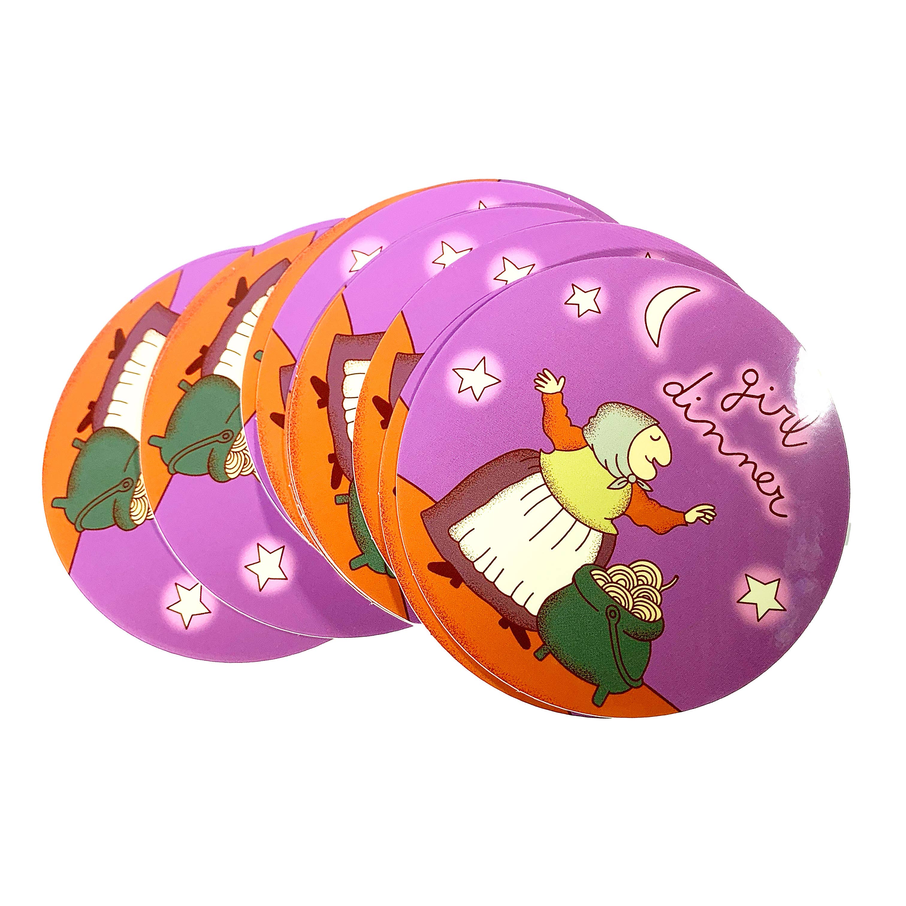 Krystan Saint Cat - Wholesale Sticker - Girl Dinner Grandma Witch Spaghetti Circle Vinyl Sticker1