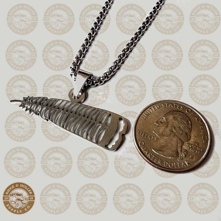 Ridge&Holler - Wholesale Pendant/Charm Necklace - Turkey Feather-Stainless Steel Necklace & Pendant
