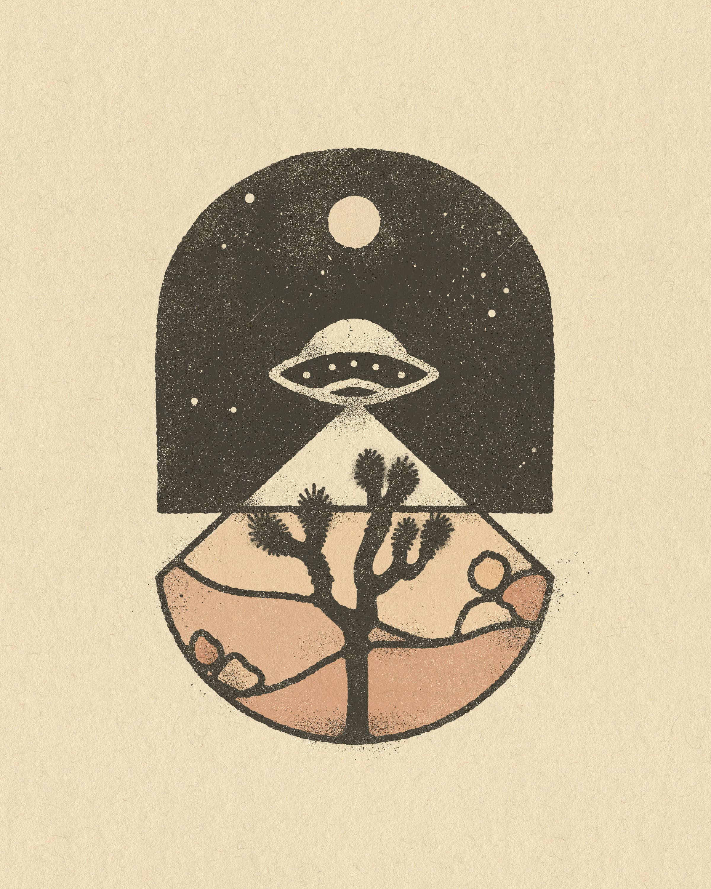 Amber Morgan - Wholesale Art Print - UFO Over Joshua Tree 8x10 Art Print