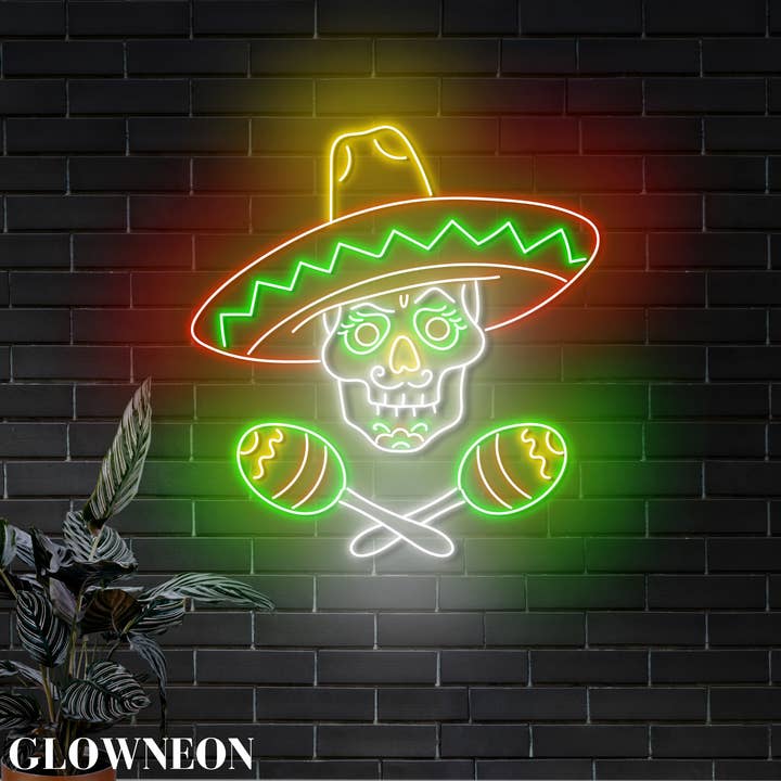 Glow Neon - Wholesale Neon Sign - Skull Dead Of The Day Led Sign, Mexican Day Of The Dead Art