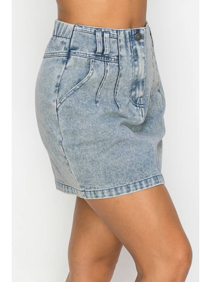 SIDE POCKET DENIM MINI SKIRT for wholesale on Faire4