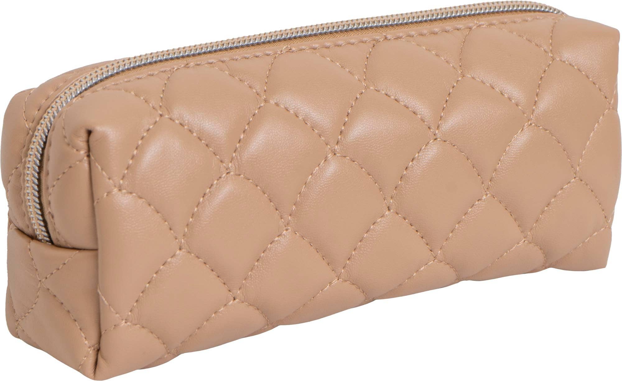 Magid - Wholesale Makeup/Cosmetic Bag - Joan & David Scallop Diamond Quilted Faux Leather 4-Piece Clear Cosmetic Bag Set20