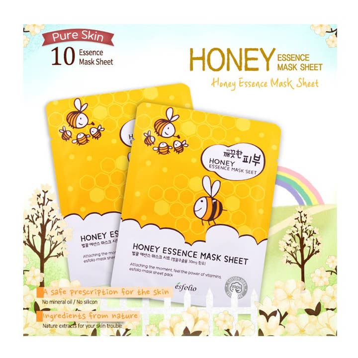 PINEAPPLE Beauty - Wholesale Skincare Face Mask - Esfolio ESMPPUHO Honey Essence Facial Mask Sheet - 10pc2