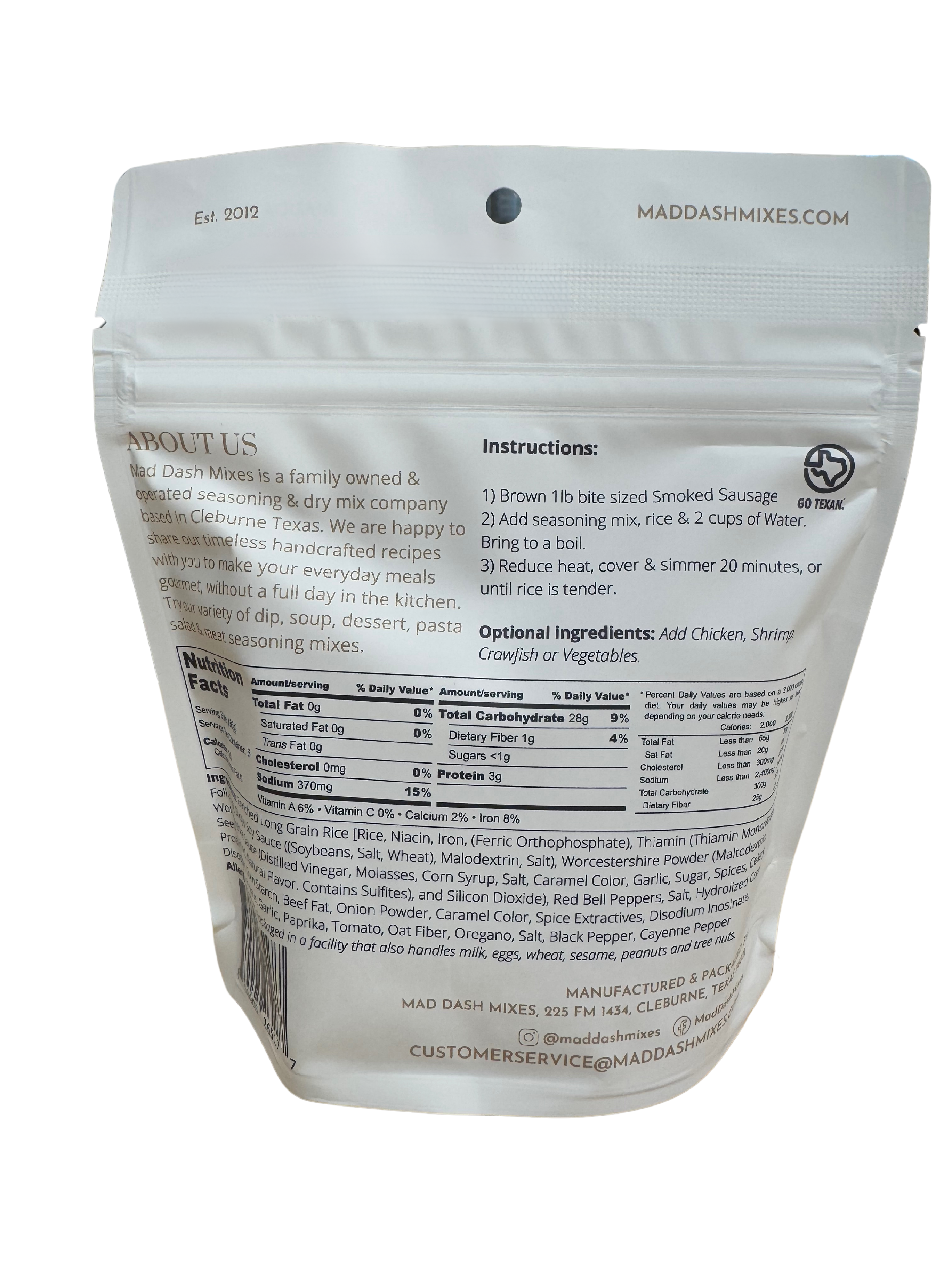 Mad Dash Mixes - Vente Riz - Mélange de riz jambalaya cajun2