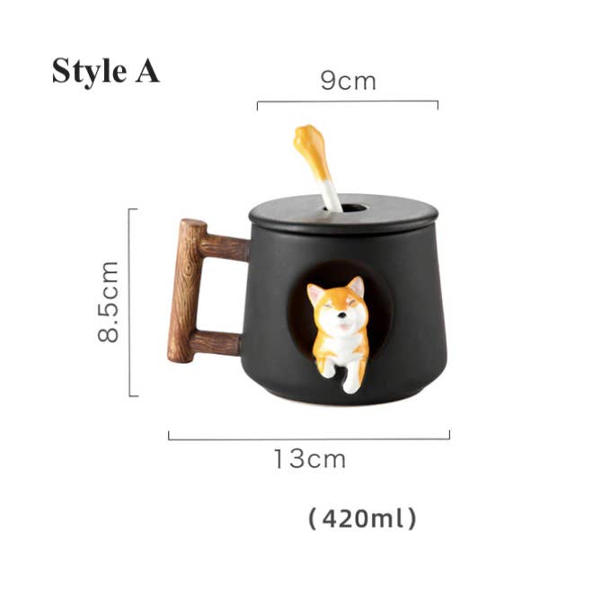 Homerely (We Cover All Import Duties) - Wholesale Coffee Mug - Shiba Inu Mug With Lid & Spoon