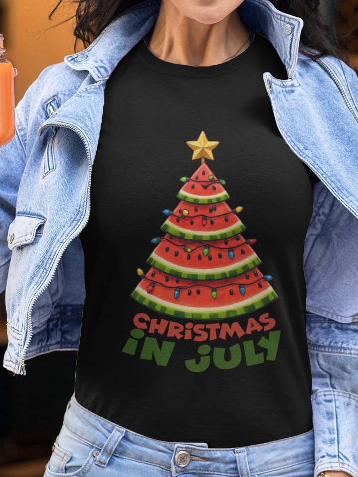 IALD - Wholesale Screen Printed T-Shirt - Women's - Women's Round Neck T-Shirt | christmas watermelon