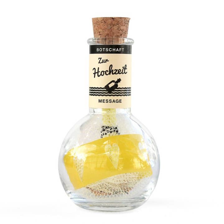 „Tillykke med dit bryllup“ besked i en flaske for engroshandel hos Dr. P. Lacebo