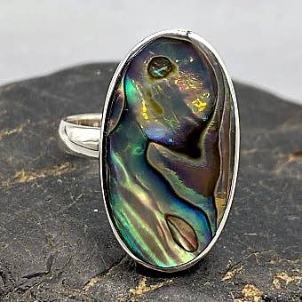 925 zilveren ring, glanzend met echte parelmoer, Paua voor wholesale door LIVINCI