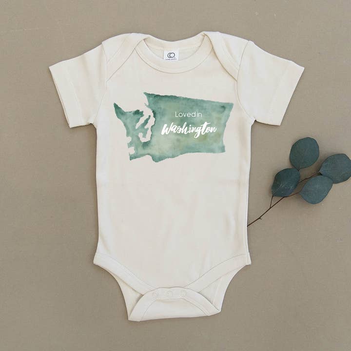 Loved in Washington Organic Baby Onesie & Toddler Tee for wholesale by Urban Baby Co.