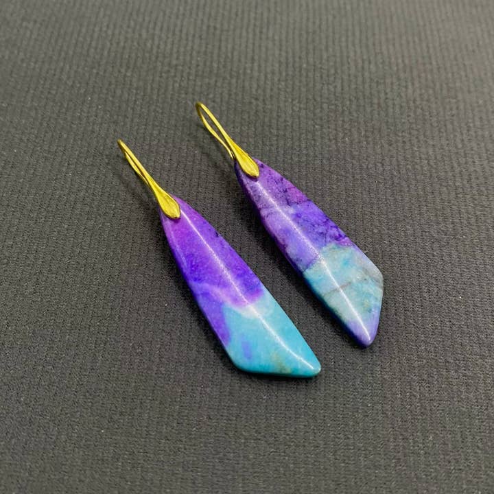 Mio Queena - Wholesale Dangle Earrings - Colorful Gradient Emperor Stone Dangle Earrings - CS