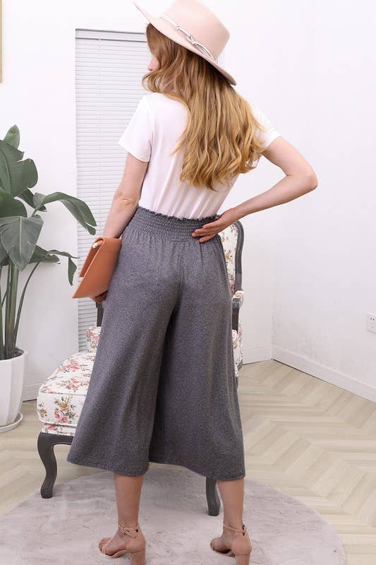NINEXIS - Wholesale Pants - Women's - CWBLP418_SMOCKED WAIST BEND GAUCHO PANTS9
