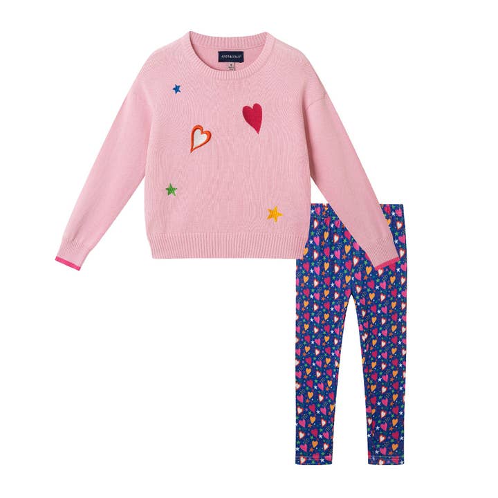 Set Maglione e Leggings in Chenille per Bambini | Cuori & Stelle per la vendita all'ingrosso da parte di Andy & Evan