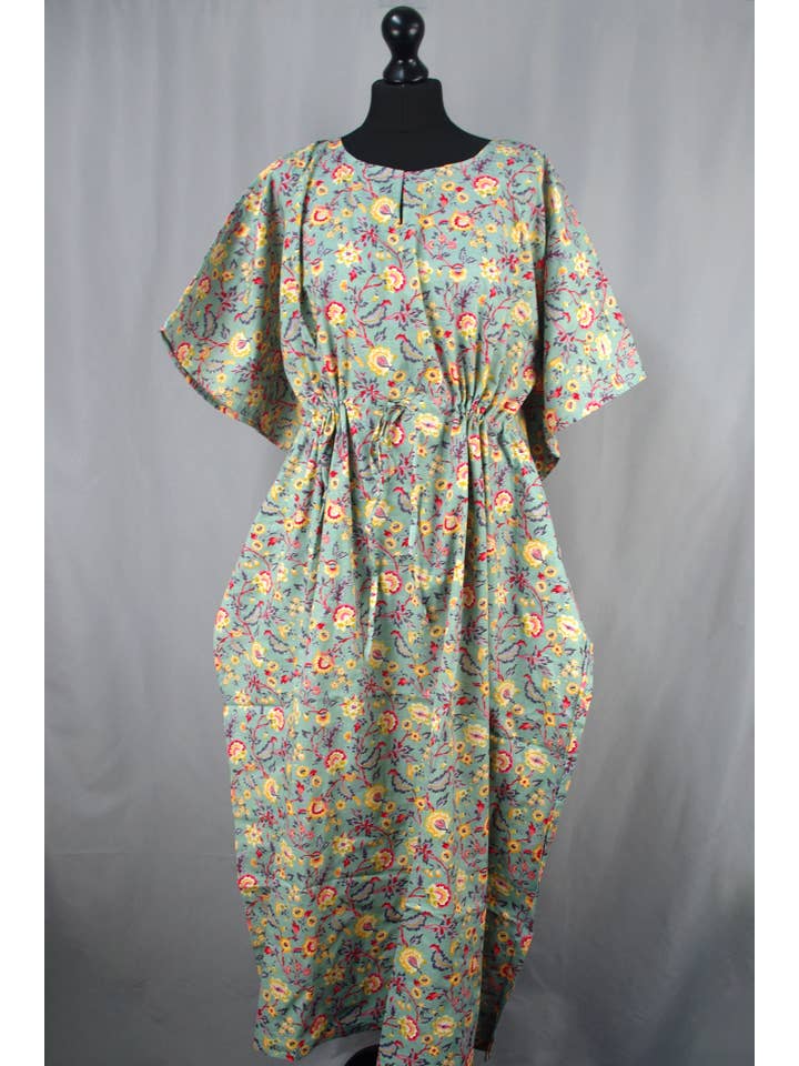 Kantha Decor – wholesale Kaftan – Women's – Block Printed Cotton Long Kaftans - Carnation