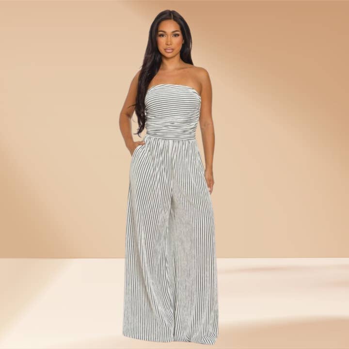 Combinaison rayée à buste élastique pour la vente par Celystrends