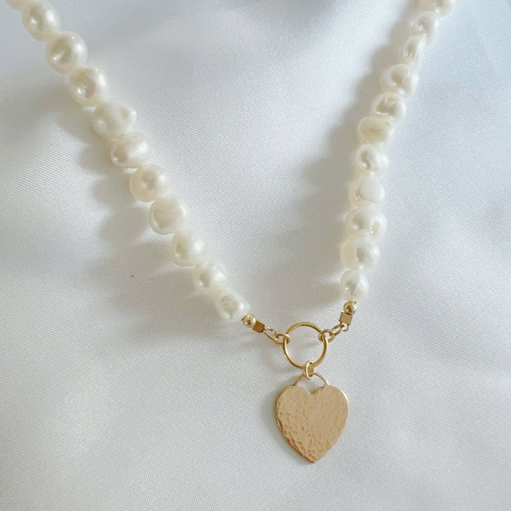 True by Kristy Jewelry - Wholesale Beaded/Pearl Necklace - Sunkissed Freshwater Pearl Heart Necklace Gold Filled3