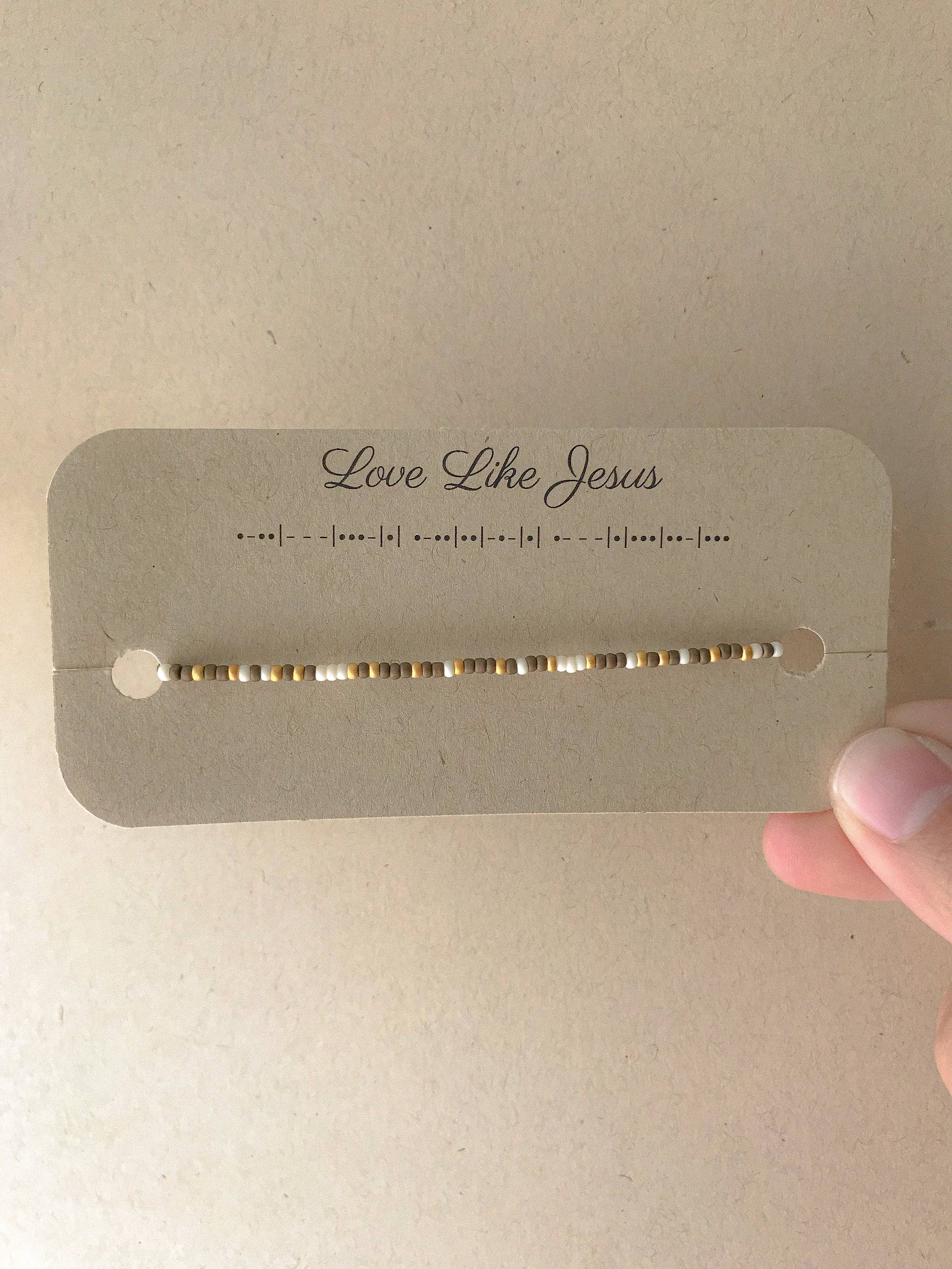 Seedy Beady Bracelets – Großhandel Perlenarmband – Love Like Jesus Morsecode-Armband2