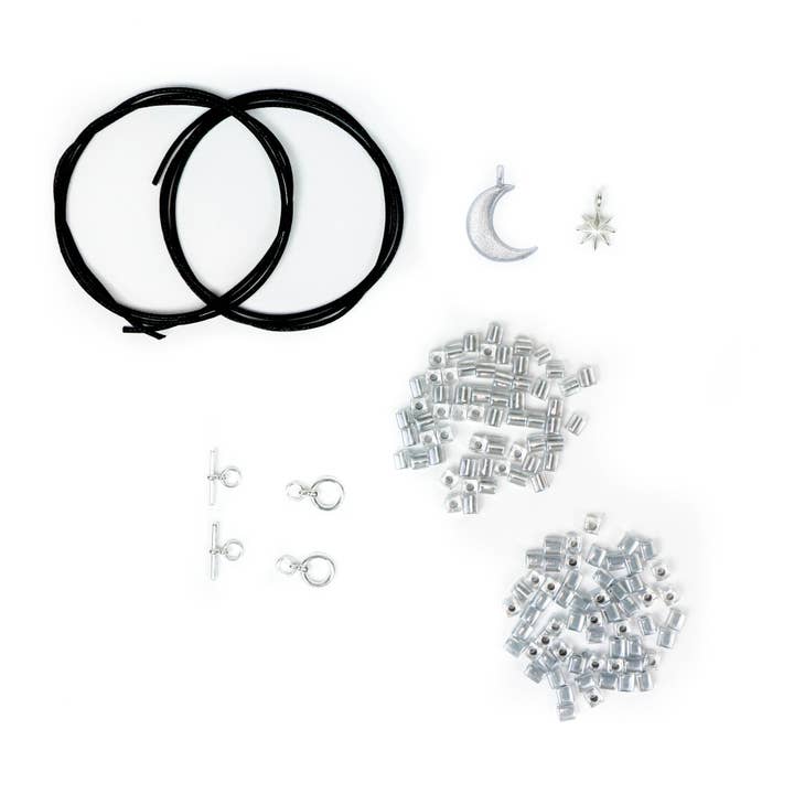 DIY BRACELET KIT - SILVER DUO - LUNA CRECIENTE + ESTRELLITA for wholesale by Cielomar Jewelry