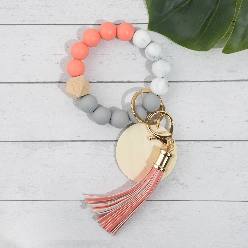 SoapElenGlen – wholesale Keychain bracelet – Silicone Beaded Fringed Keychain Wristlet14