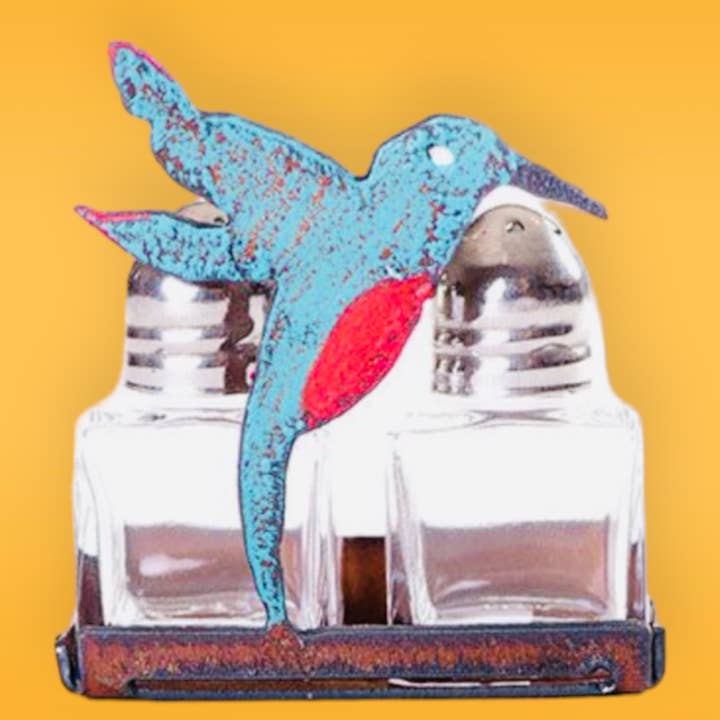 Hummingbird Salt and Pepper shaker kitchen rustic metal eco for wholesale by Whimsies