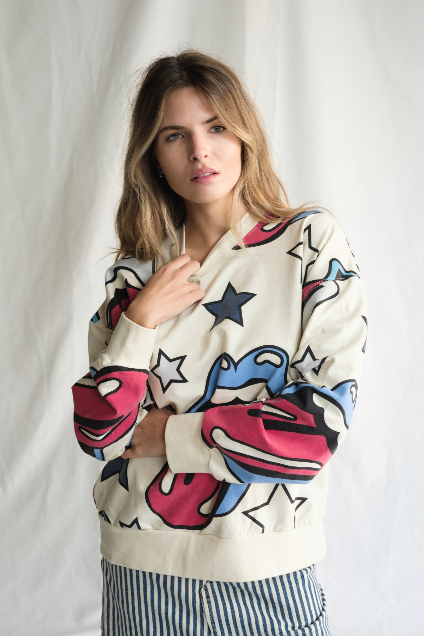People Of Leisure - Wholesale Graphic Sweatshirt - Women's - The Rolling Stones Loud Mouth Crew2