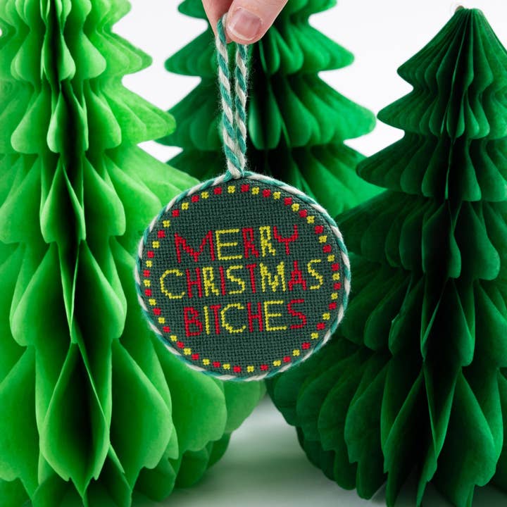 Furbish Studio – Ornamento por atacado – Ornamento de Bordado - Feliz Natal, Cabrões