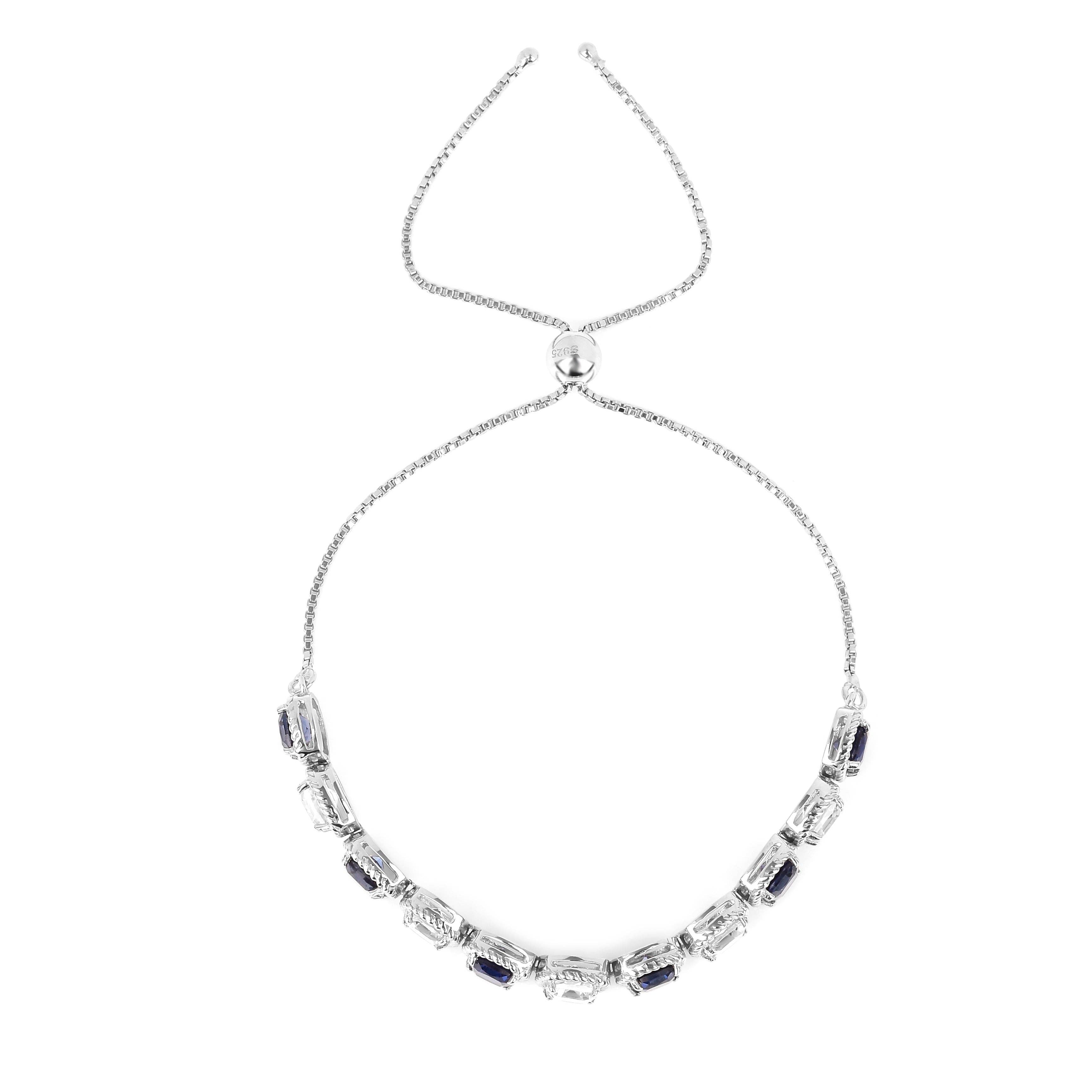 FCJ Jewelry LLC - Wholesale Tennis Bracelet - Sterling Silver Created Blue Sapphire Tennis Bracelet2