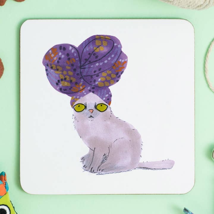 Cat In Head Wrap Onderzetter voor wholesale door Jo Clark Design