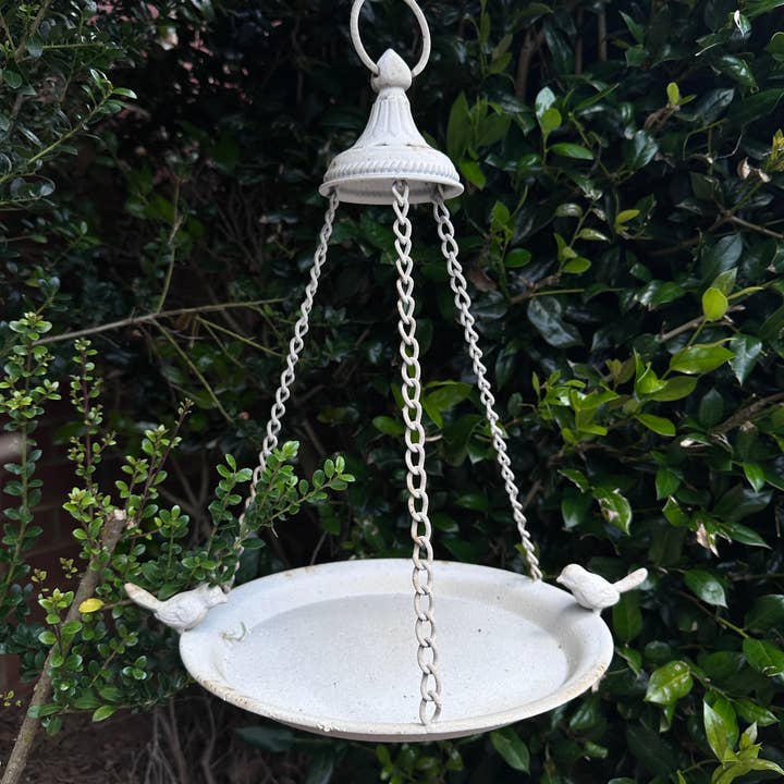 Vagabond Vintage - Wholesale Bird feeder - Distressed White Hanging Bird Feeder1