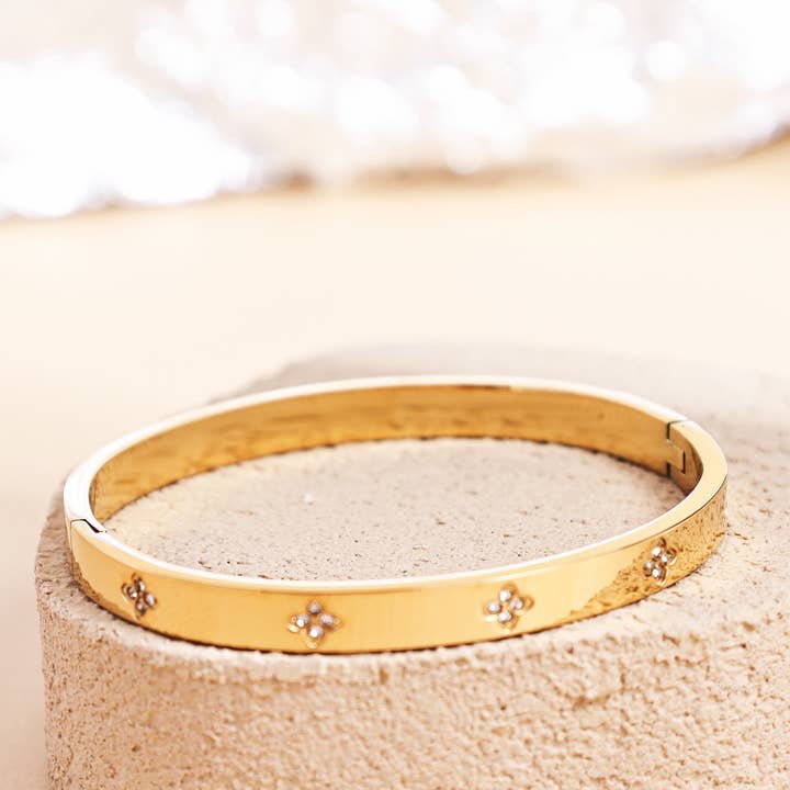 Revelari - Wholesale Bangle Bracelet - Gold Plated Titanium Steel Bangle with Crystal Accents1