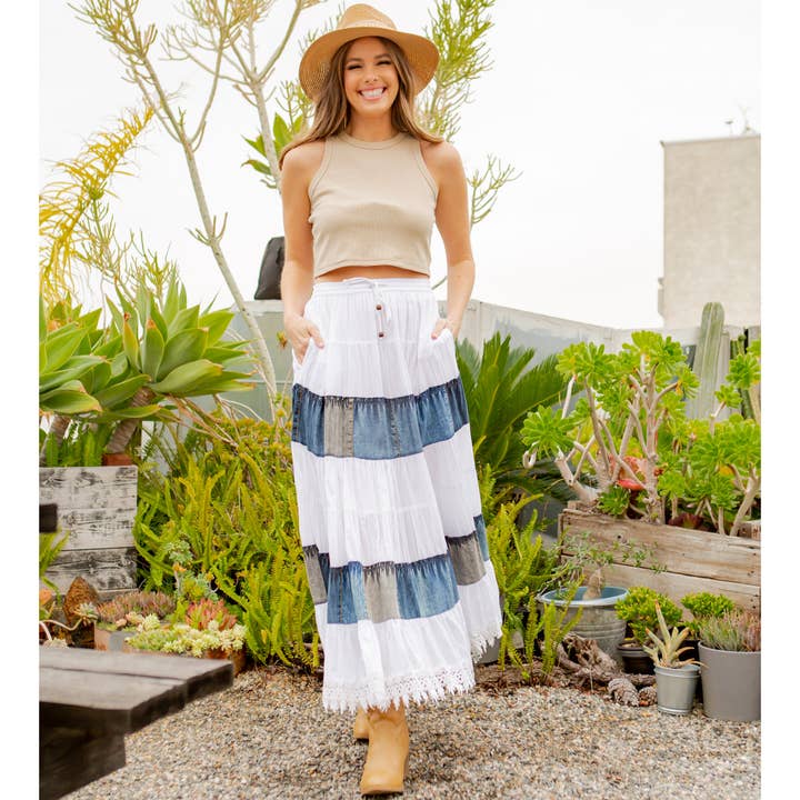 Young Threads - Wholesale Skirt - Women's - Women Long Tiered Western Skirt, Lined With Two Pockets