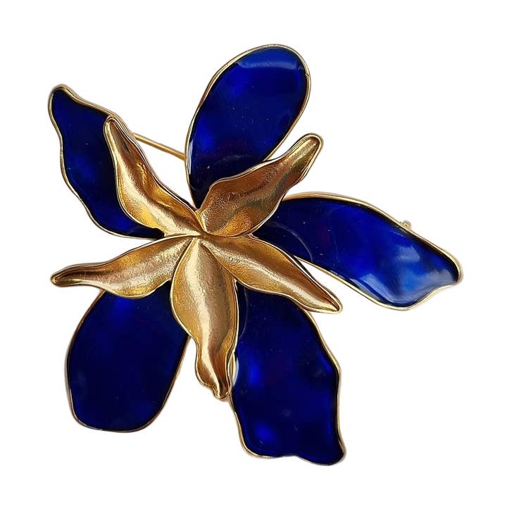 Enamel Flower Brooch Blue for wholesale by ZODA