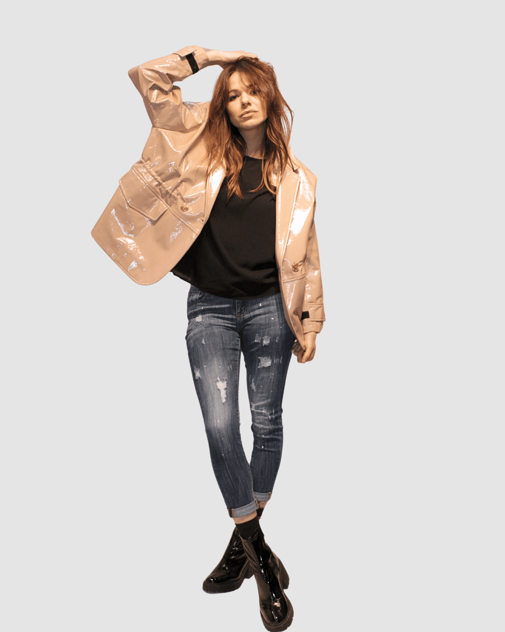 BanBat - Wholesale Leather Jacket - Women's - Imitation leather jacket with acharolate effect - REF: 1401071