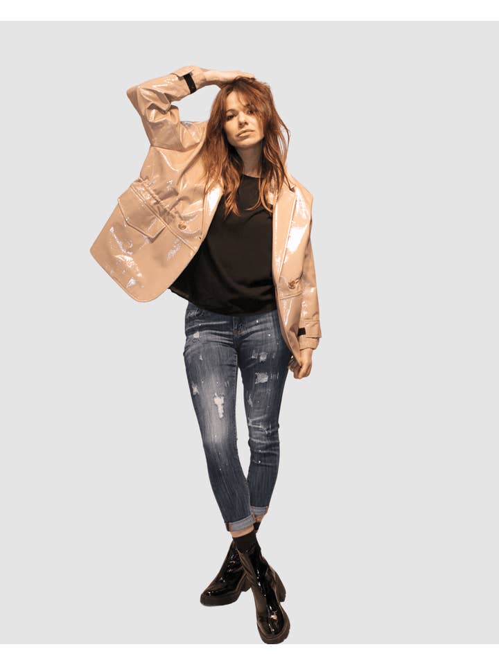 BanBat - Wholesale Leather Jacket - Women's - Imitation leather jacket with acharolate effect - REF: 1401071