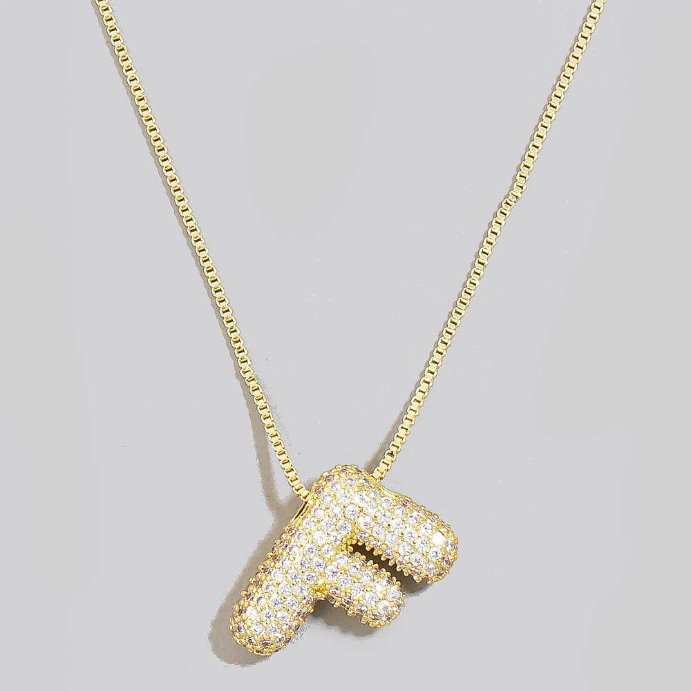 The Looks by Fame Accessories - Venta al por mayor Collares con colgantes/abalorios - Collar con colgante inicial de burbuja pavé7