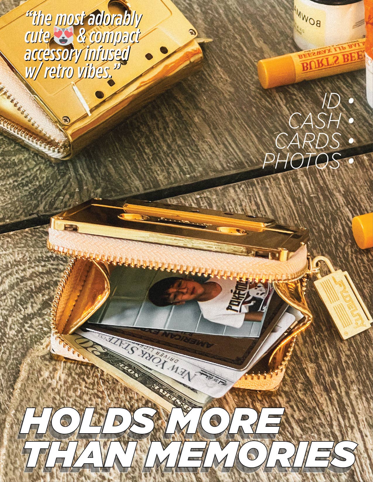 Fydelity - Wholesale Wallet - Women's - 70260: Cassette Tape Wallet | Gold Chrome2