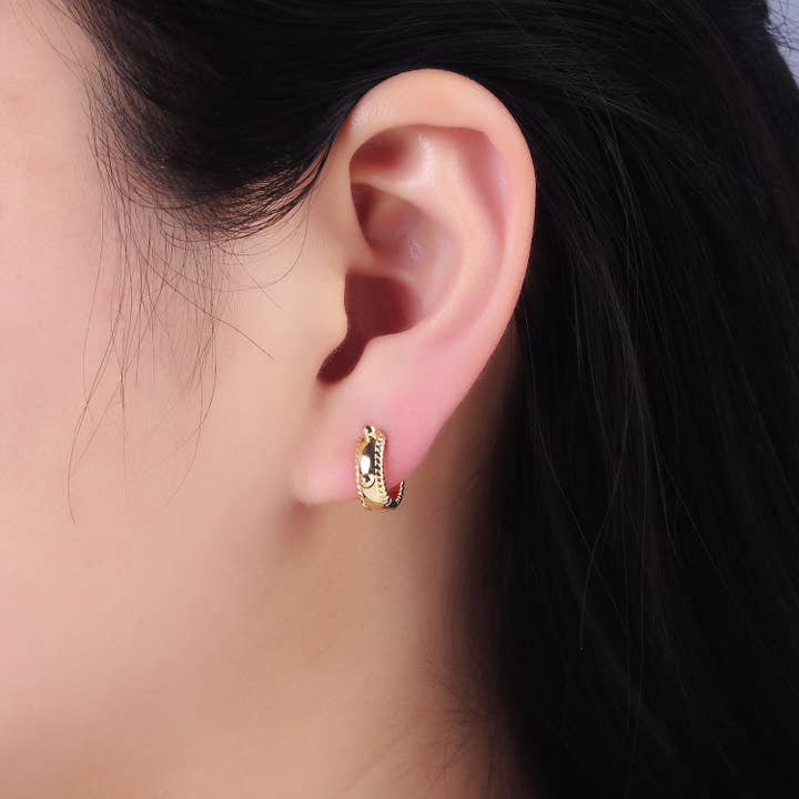 Aim Eternal - Wholesale Huggie Earrings - 14K Gold Filled 11mm Bubble Bead Croissant Cartilage Earring