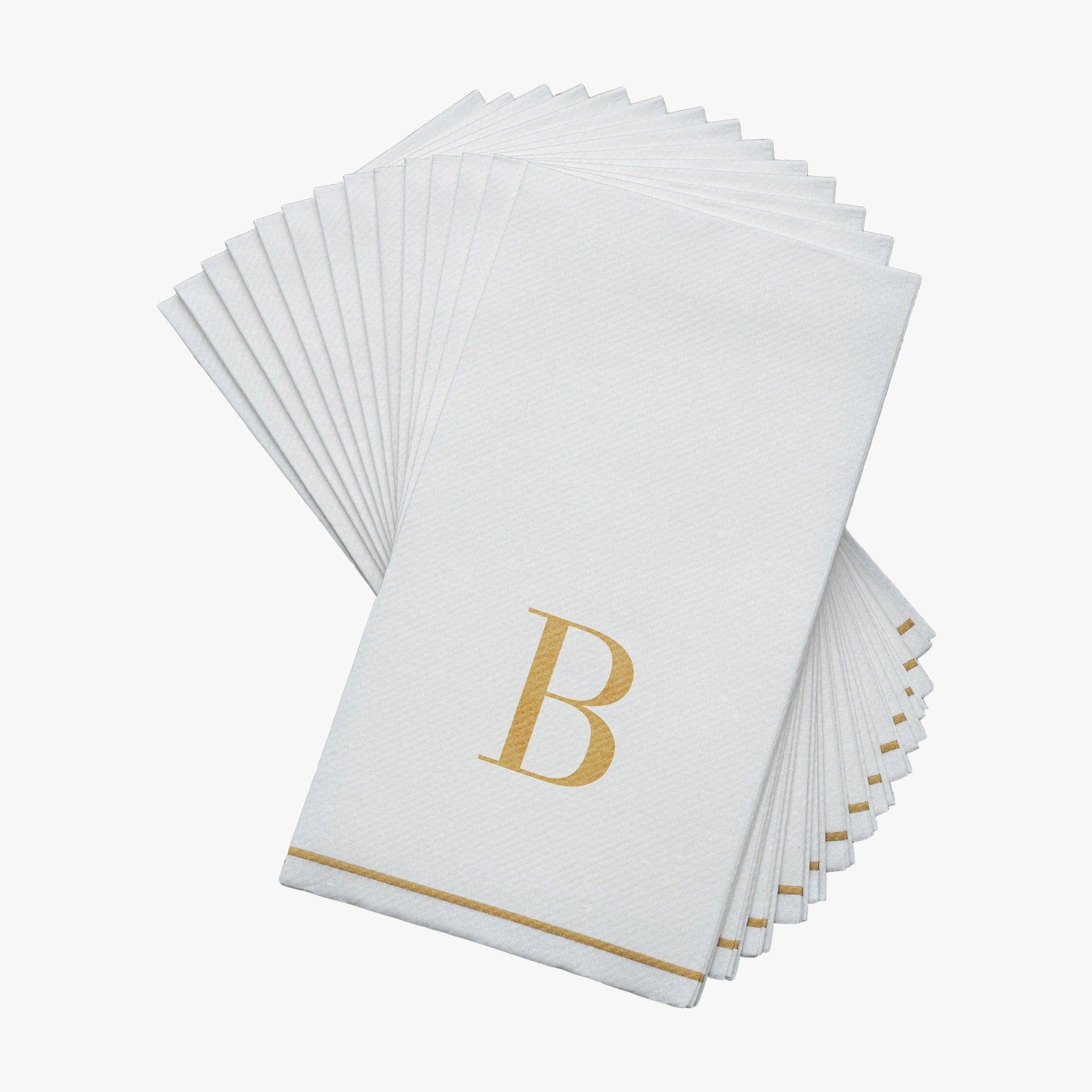 Luxe Party - Wholesale Disposable Napkin - B Gold Monogram Paper Disposable Dinner Napkins | 14 Napkins1