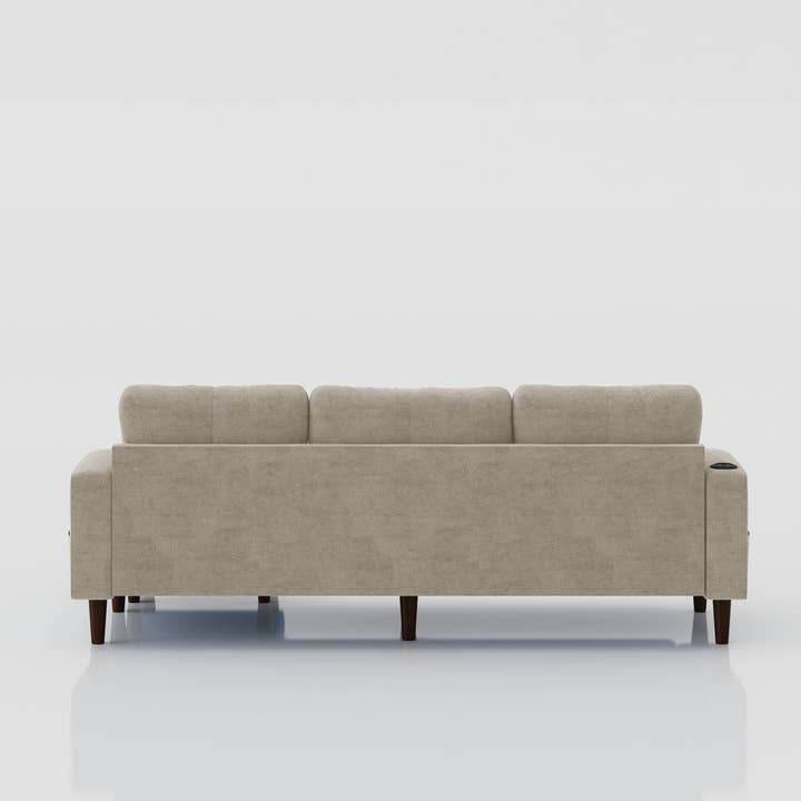 Orange County Decor - Wholesale Sofa - Convertible Combination Sofa Sofa L Shaped Sofa With Footstools With Storage, Beige Sofa For Living Room, Living Room Bedroom Office Small Space 3 Seater Combination Sofa Beige Metal 3 Seat11
