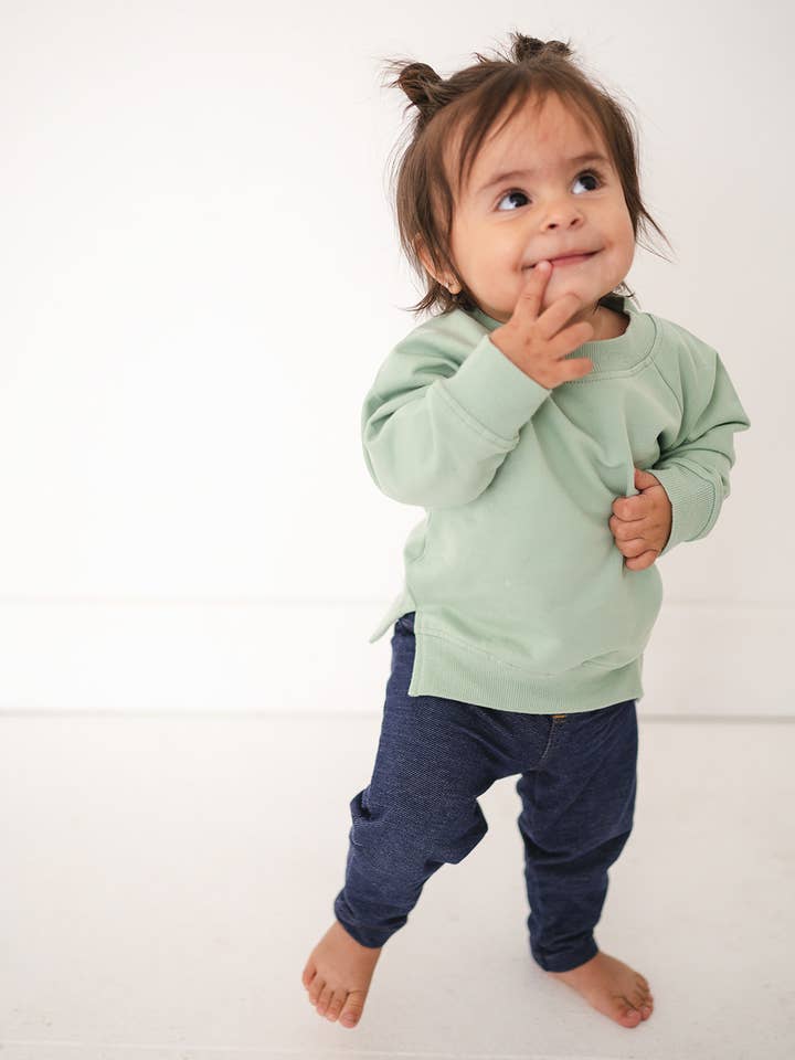 Jersey de Algodón Orgánico para Bebé / Niño Pequeño en Verde Espuma de Mar Menta para venta al por mayor de Gaia Baby Goods