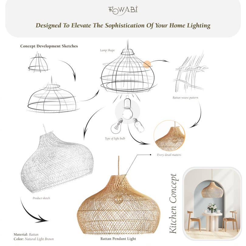 Rowabi - Vente Lustre/Suspension - Lampe suspendue en rotin Kloe6