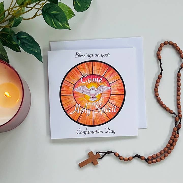 Emilia Rose Artwork LLC - Wholesale Confirmation & Communion Card - Holy Spirit Confirmation Card