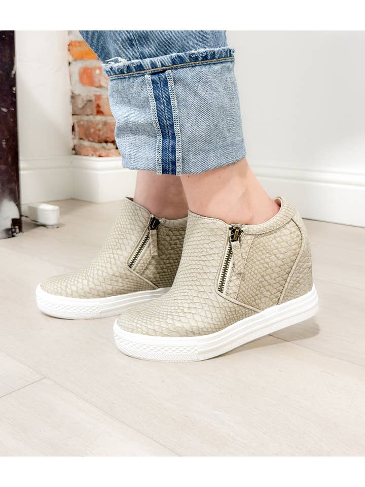 Naughty Monkey - Wholesale Lifestyle Sneakers - Women's - Timmibelle Wedge Sneaker in Cream