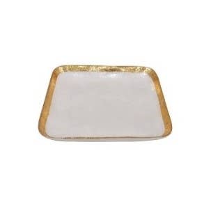 Dekorasyon Gifts  Decor – wholesale Decorative plate/dish/bowl – 5" Capiz Square Plate w/Gold Trim (Natural/Gold)0