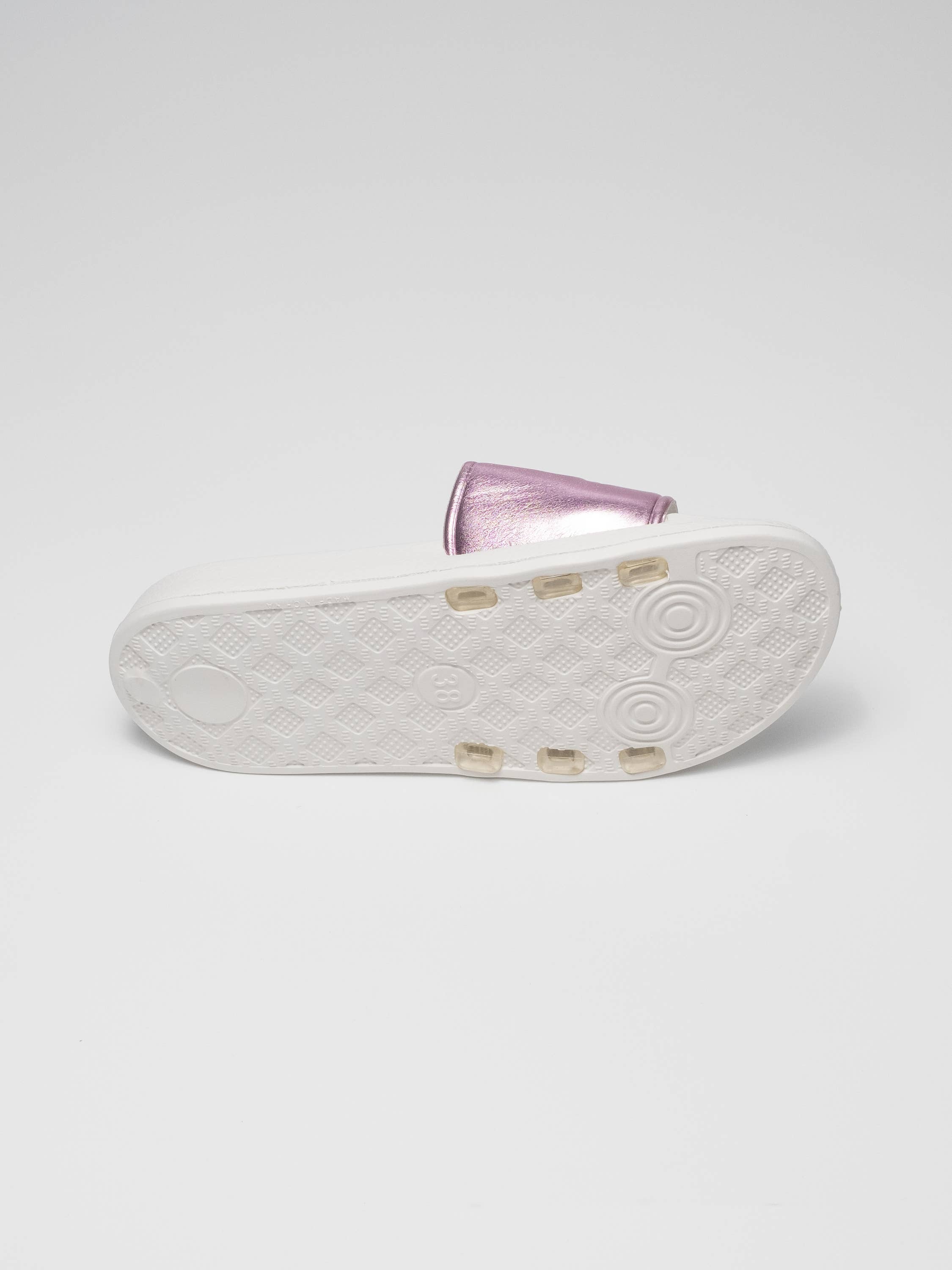 Dorado plata rosa Embossed Hello Summer Swimming Pool Slipper for wholesale on Faire2