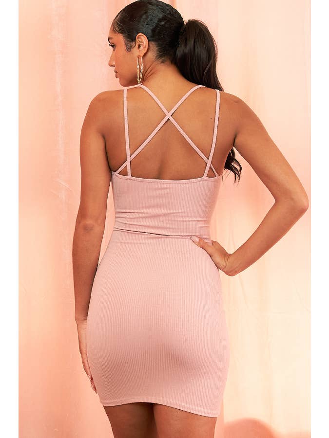 Junie – wholesale Dress – Women's – RUCHED ADJUSTABLE STRING FRONT LACE BACK DRESS AD2671